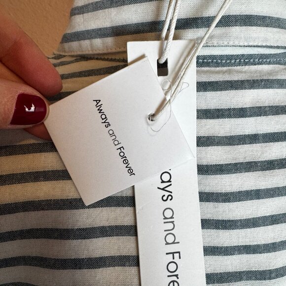 NWT Always and Forever Green and White cotton striped shirt - Medium - Picture 4 of 8